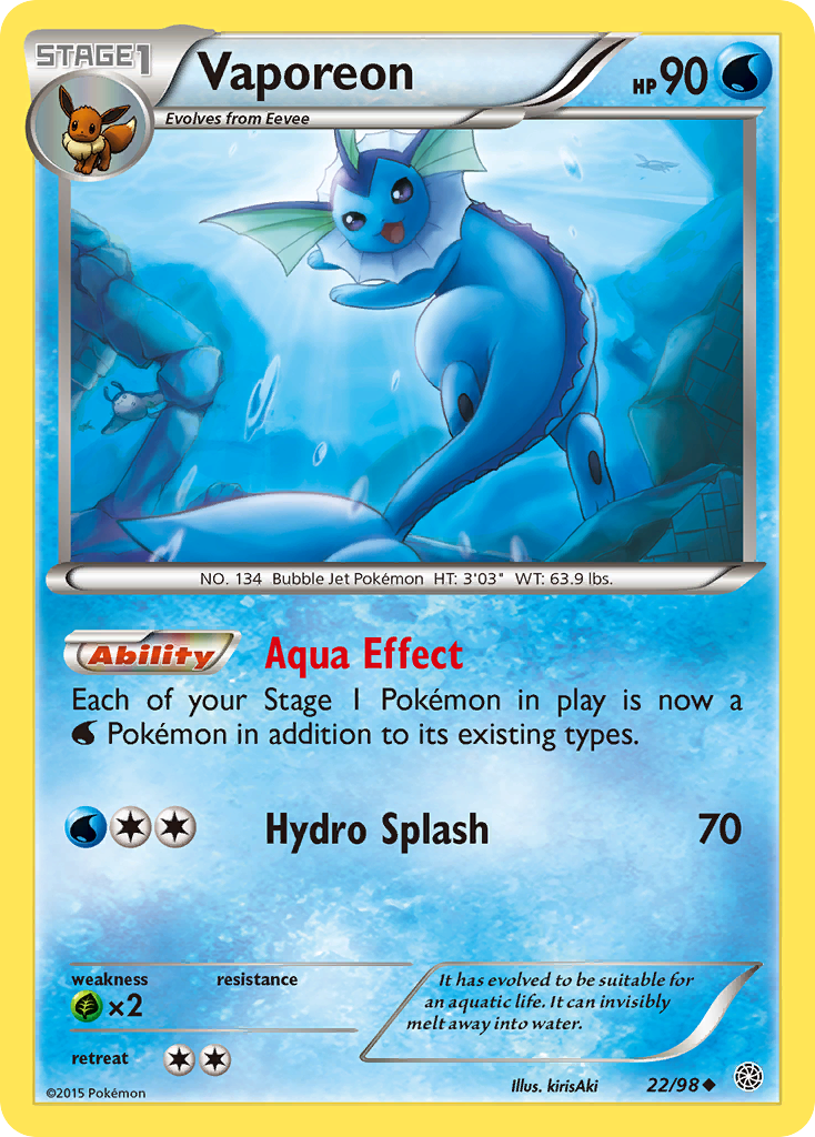 Vaporeon – Ancient Origins 22/98 Pokémon card