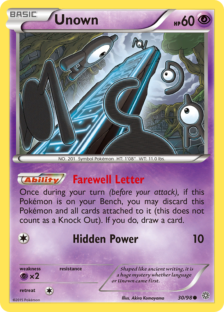 Unown – Ancient Origins 30/98 Pokémon card