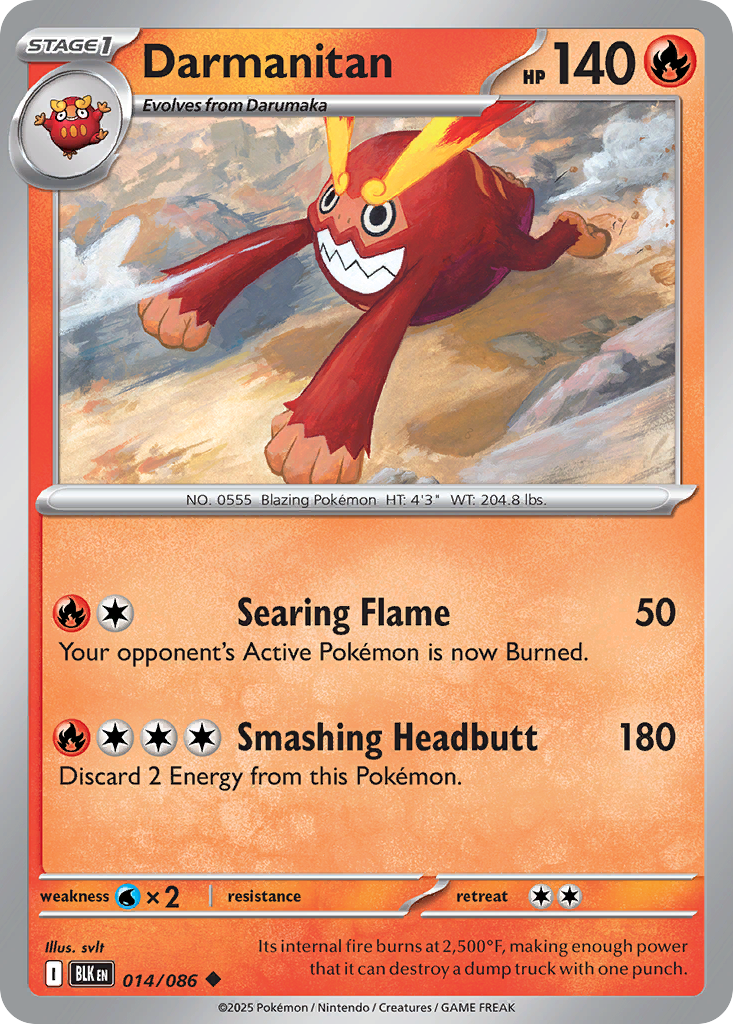 Darmanitan – Black Bolt 014/086 Pokémon card