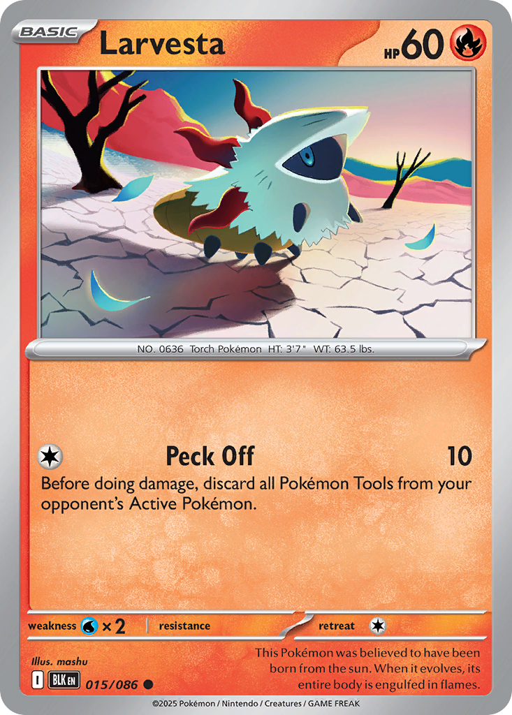 Larvesta – Black Bolt 015/086 Pokémon card