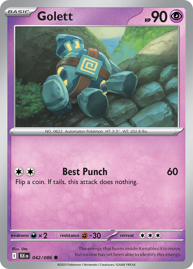 Golett – Black Bolt 042/086 Pokémon card