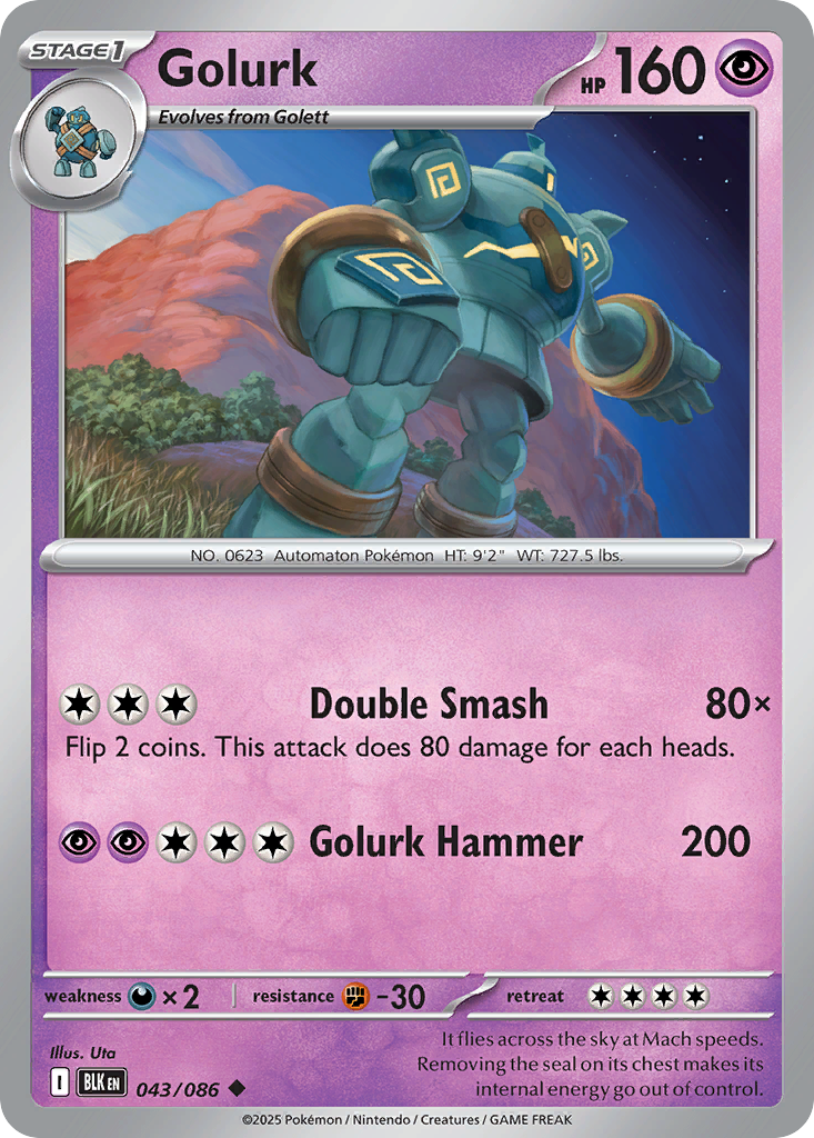 Golurk – Black Bolt 043/086 Pokémon card