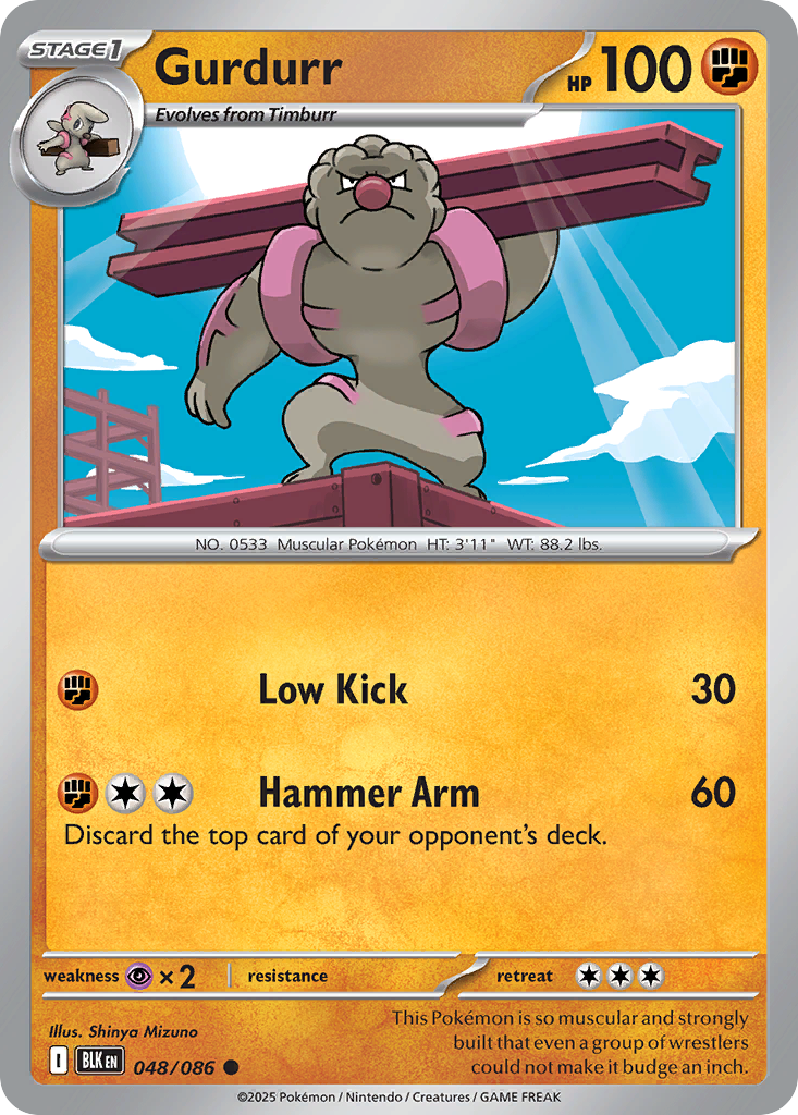 Gurdurr – Black Bolt 048/086 Pokémon card