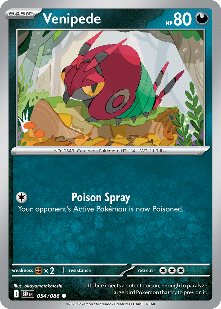 Venipede – Black Bolt 054/086 Pokémon card
