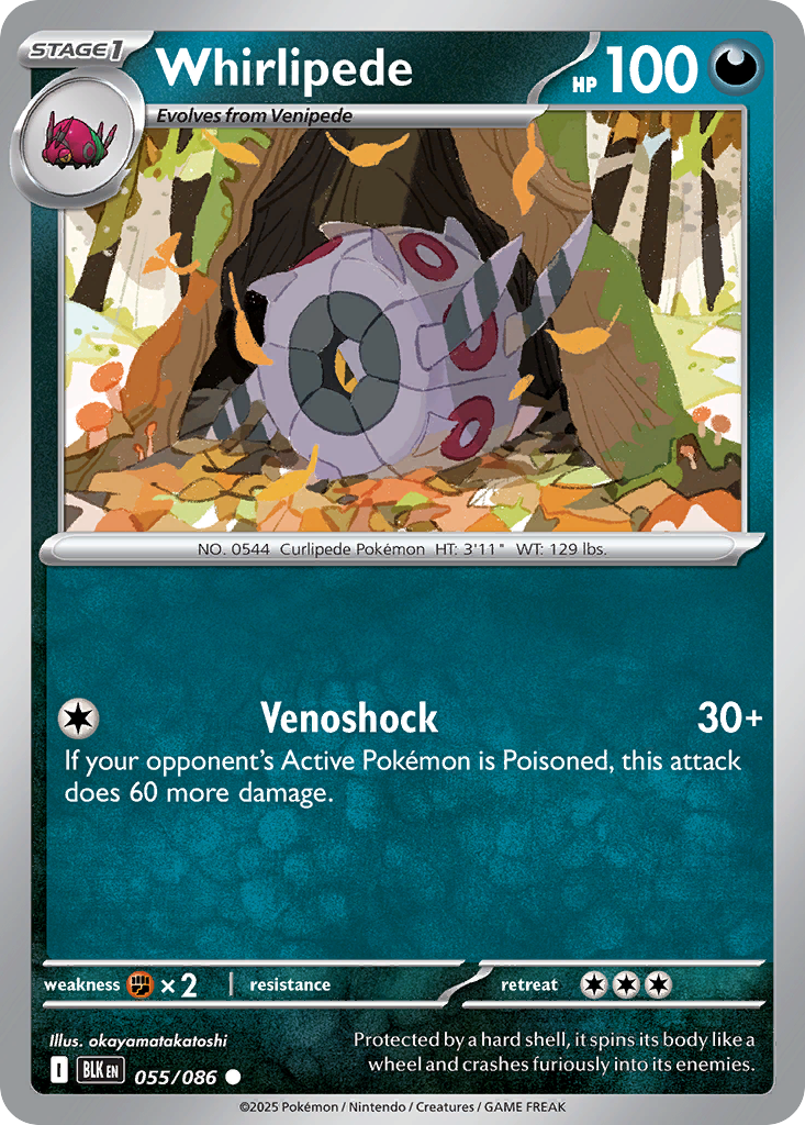 Whirlipede – Black Bolt 055/086 Pokémon card
