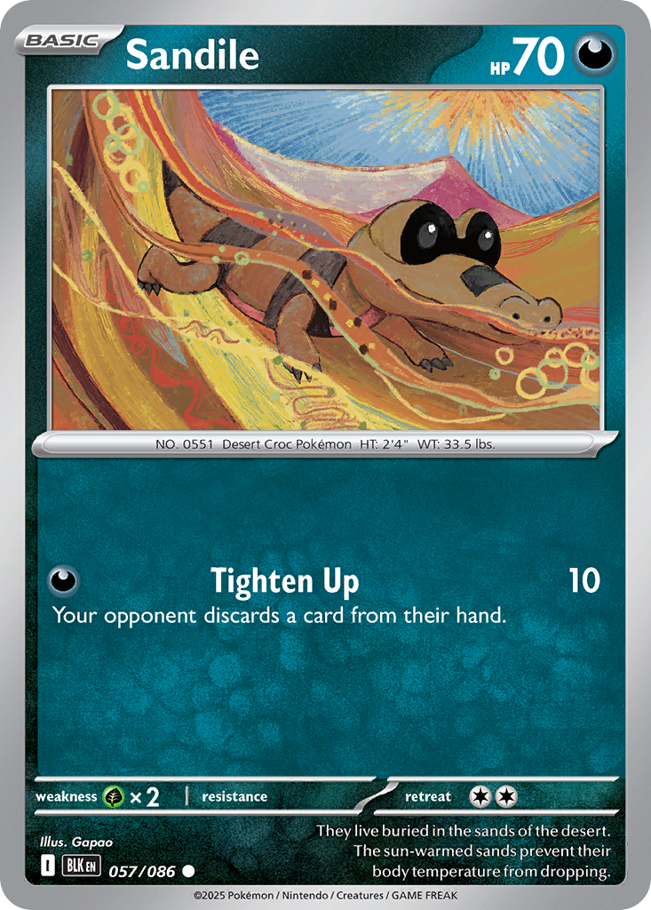 Sandile – Black Bolt 057/086 Pokémon card