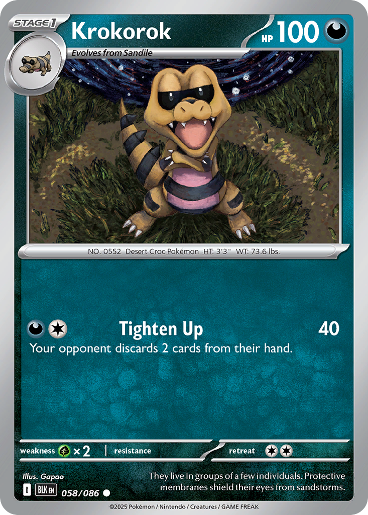 Krokorok – Black Bolt 058/086 Pokémon card