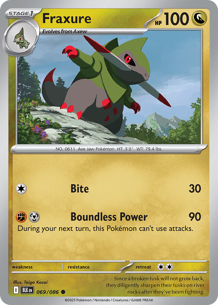 Fraxure – Black Bolt 069/086 Pokémon card