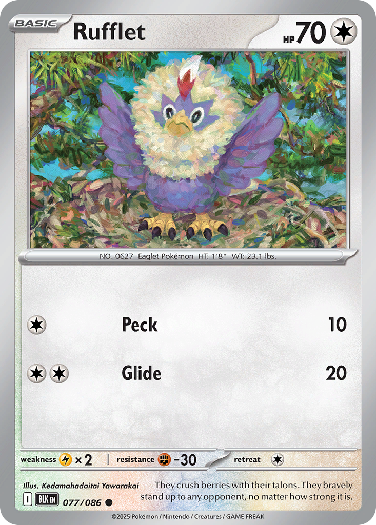Rufflet – Black Bolt 077/086 Pokémon card