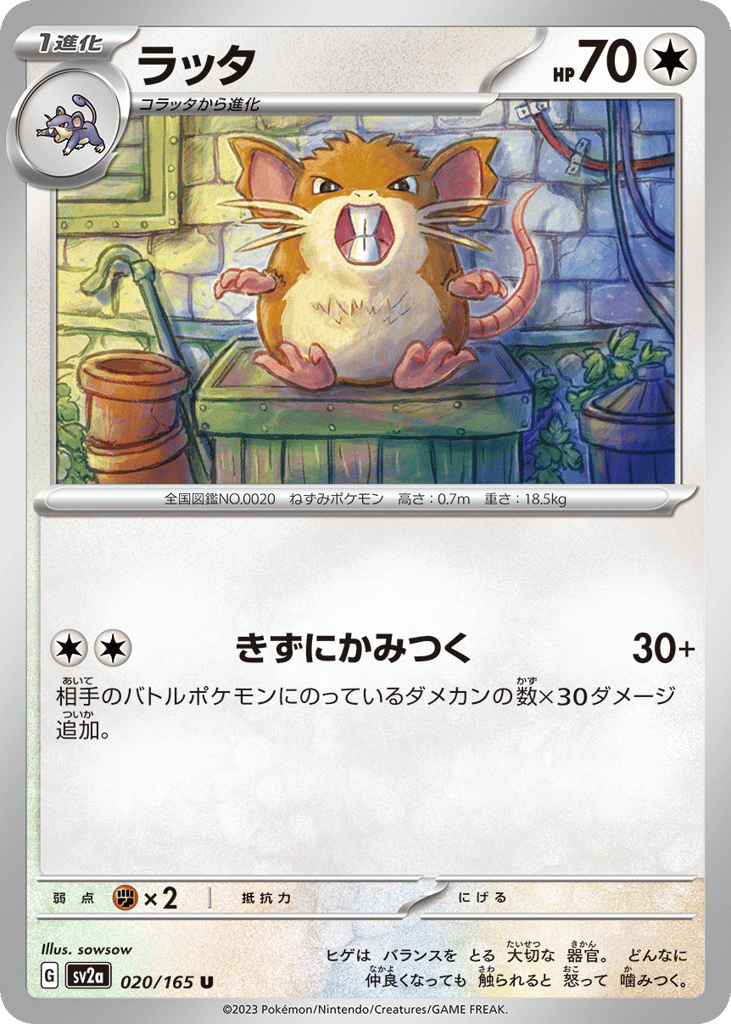 Raticate – Pokémon Card 151 020/165 Pokémon card